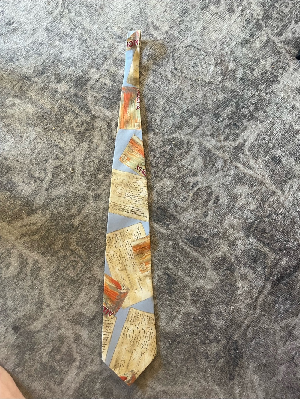 Emporio Armani Light Blue Tie with Beige and Orange Accents